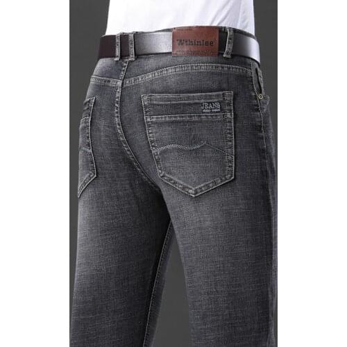 Fashion Branded Business Mens Casual Straight Jeans Autumn Large Size Loose Stretch Denim Pants Youth Slim Fit Cowboy Trousers