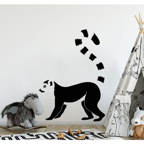 Cartoon Lemur Stickers African Animal Vinyl Wall Decal Kid Nursery Room Decoration Babys Bedroom Mural Cute O267