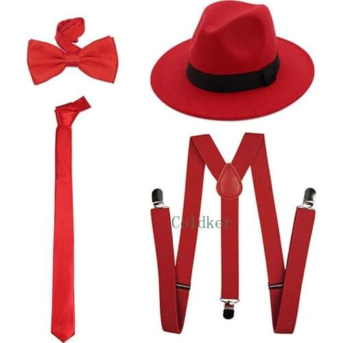 Cosplay Costumes 1920s Mens Accessory Set Hard Felt Wide Brim Panama Hat Gangster Theme Party Drop Shipping