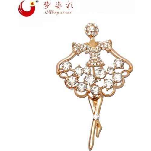 MZC 3 Colors New white Gold Dance Women Crystal Brooches Brosche For Women Animal Brooch Brosh Collar Pin Boutonniere Bijoux