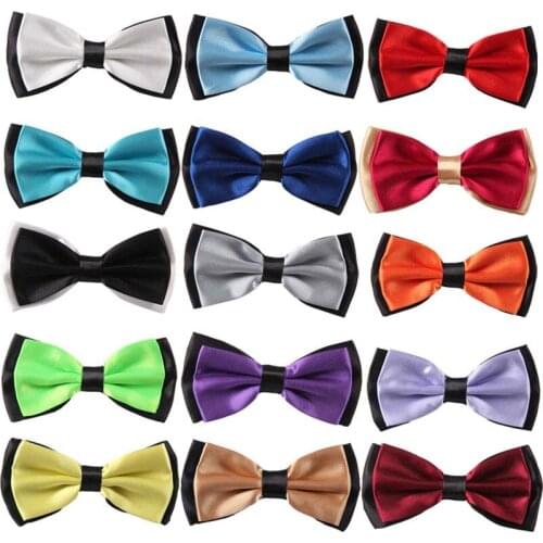 Plain Mens Bowties Smart Necktie Adjustable Wedding Party Smart Prom Fancy Clip-on Formal Bow Tie Satin Pre-Tied