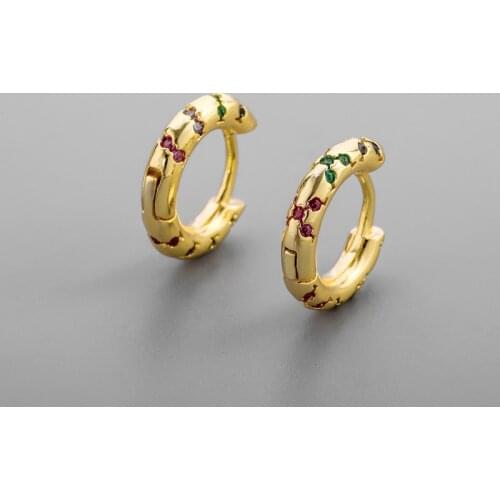 925 Sterling Silver Colorful Hoop Earring for Women Men CZ Small Circle Earrings Jewelry Wholesale