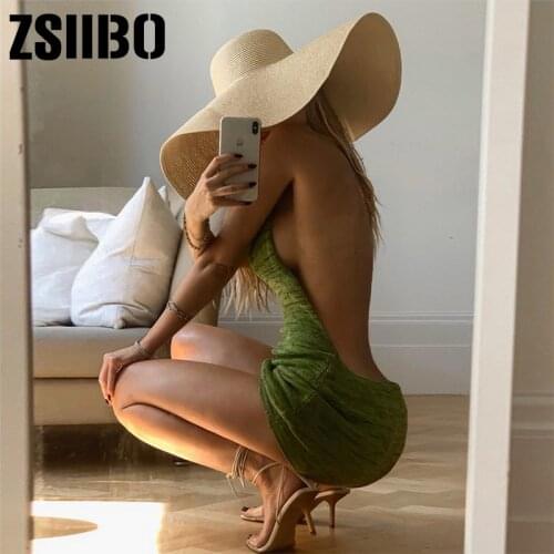 Halter Sexy Backless Mini Dresses Bodycon Skinny Club Party Sleeveless Knitted Dress Fall Streetwear Beach Holiday accessory new