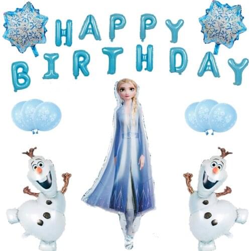 1set Frozen Princess Elsa Olaf Foil Balloons Kids Birthday Party Decorations Big Number Helium Globos Baby Shower Decor Air Ball