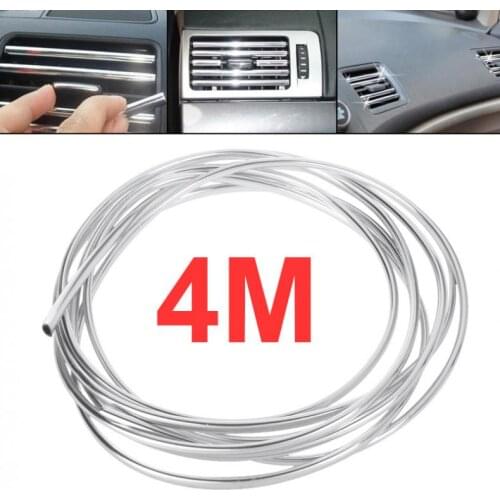 Universal PVC 4M Silver Clamp Strip U-type DIY Car Door Air Outlet Anti Collision /Scratch / Rubbing Decorate Stickers