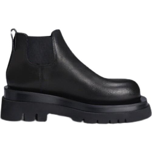 Increased Leather Martin Boots Female British Style Mid-tube Thick-soled Chelsea Short Boots 2021 New Smoke Tube Boots