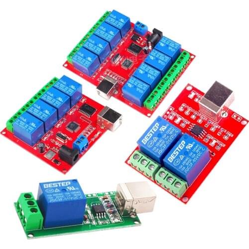 1 2 4 8 Channel 5V/12V USB Relay Control Switch Programmable Computer Control For Smart Home