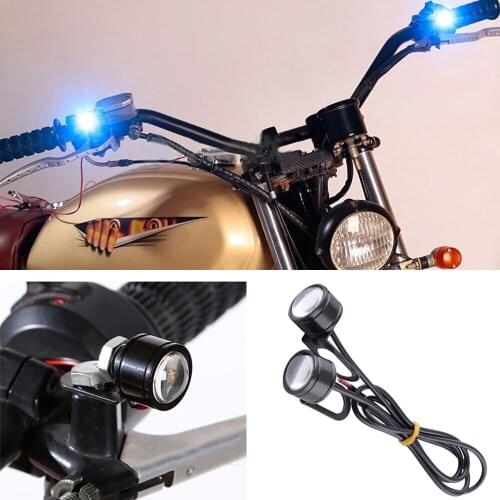 2pcs Universal Motorcycle Light DC 12V 3W Eagle Eye Daytime Running Light Rearview Mirror Flashing Blinker Lamps