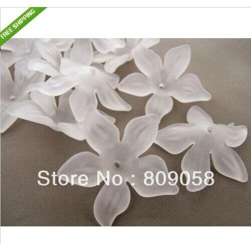 28mm 200pcs WHITE FROSTED ACRYLIC LUCITE FLOWER BEADS FIT FOR JEWELRY DIY FREE SHIPPING