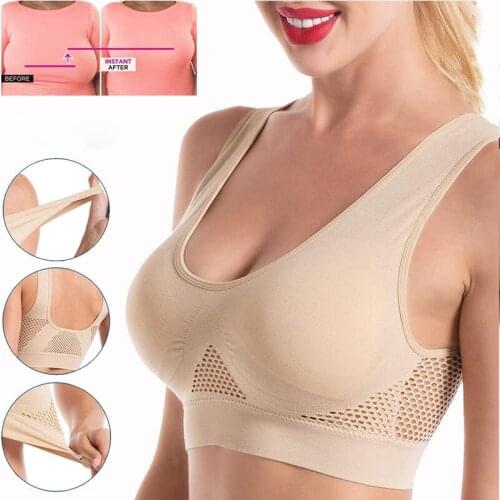 2020 Seamless Mesh Sports Yoga Bra Women Breathable Liftup Air Bra with Removable Pad for Running Fitness Exercise