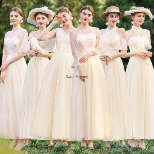 2021 Elegant Champagne Bridesmaid Dresses Women Pink A-Line Sleeveless Wedding Party Gowns For Wedding Guests Graduation Dress