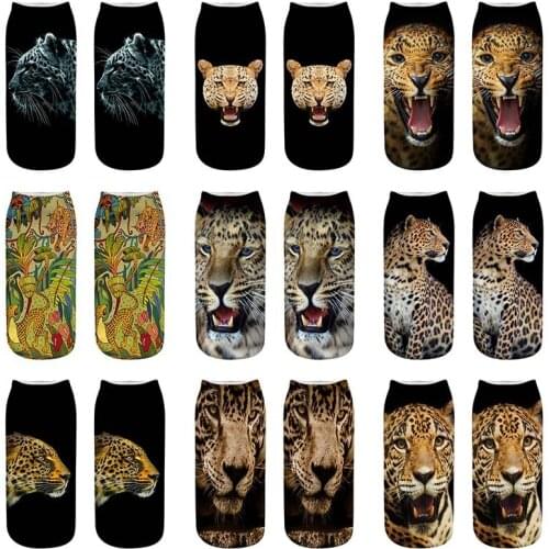 3 Pairs/lot 2021 New HOT 3D Printing Women Socks Unisex Girls Novelty Socks Leopard Meias Female Funny Low Ankle Femme Sock Sale