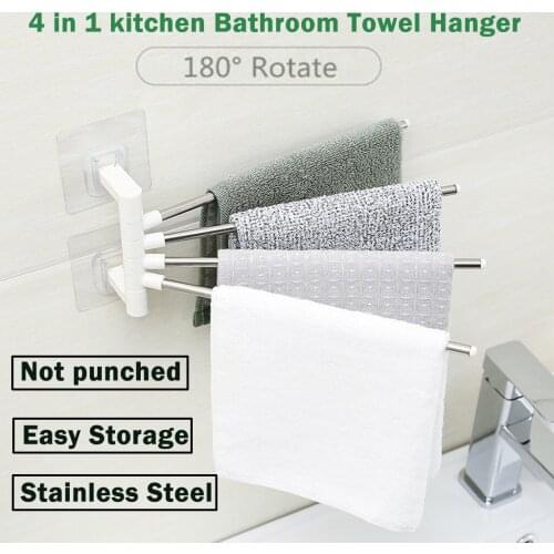 4 in 1 Rotate Punch Free Kitchen Multifunction Bathroom Towel Hanger Rack
