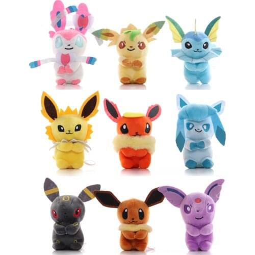 9pcs/lot 11cm TAKARA TOMY Pokemon Sylveon Eevee Umbreon Vaporeon Espeon Vaporeon Plush Toy Doll Keychain Children Kids Gifts