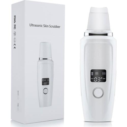 Face Skin Scrubber Peeling Skin Shoveling Machine LCD Screen Ultrasonic Rechargeable Facial Lifting Ion Pore Blackhead Removal