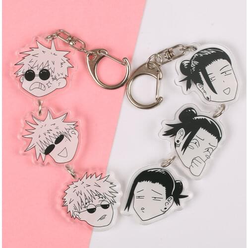 Anime Jujutsu Kaisen Cosplay Keychain Gojo Satoru Geto Suguru Funny Long Key Chains Keyring Pendant Fan Props