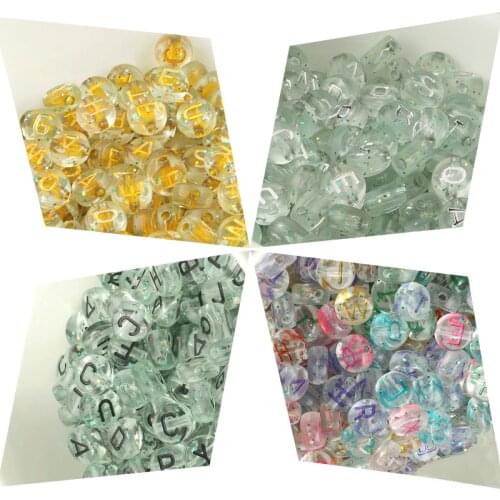 Mixed Letter Acrylic Beads Round Flat Alphabet Starry sky Cube Loose Spacer For Jewelry Making Handmade Diy Bracelet Necklace