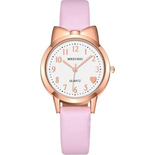 Cat Multi-color Quartz Watches Clocks for Girls Clock Cartoon Rosette WristWatch Colorful Watches for Women Kids Children Watch