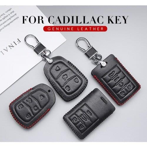 Genuine Leather Car Key Cover Case For Cadillac Escalade SRX ATS CTS XT5 CT6 Key Ring Protection Shell Accessories