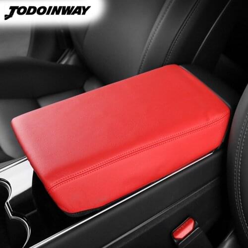 Car Armrest Case Glove Box Protective Cover For Tesla Model 3 2020 Auto Accessories Central Control Leather Mat
