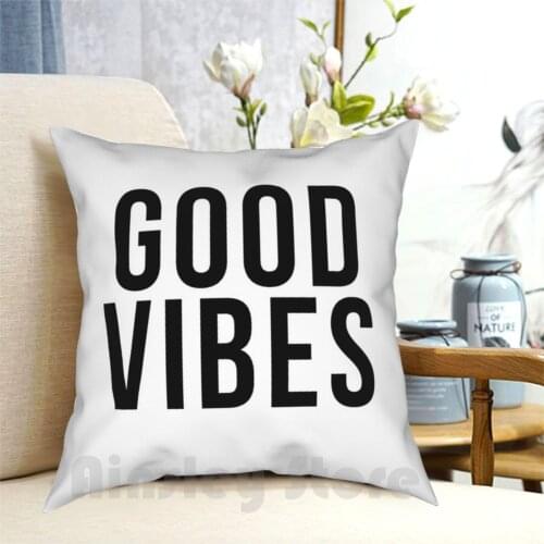 Good Vibes Pillow Case Printed Home Soft Throw Pillow Quotes Quote King Lion Animal Dog Worry Inspirational Dreams