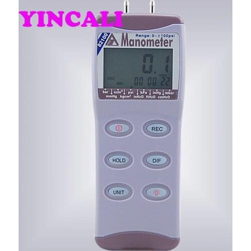 Digital Differential Pressure Gauge AZ82100 High Resolution Manometer Handheld Pressure Meter Range 0-100psi