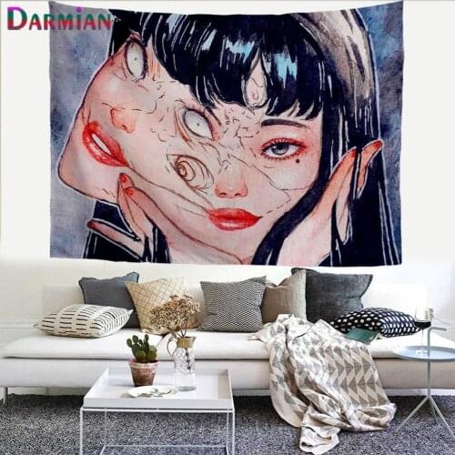 DARMIAN 2021 Harajuku Style Design Tapestries Japanese Anime Horror Tapestry Wall Hanging Home Decor Supplies Large Beach Fabric