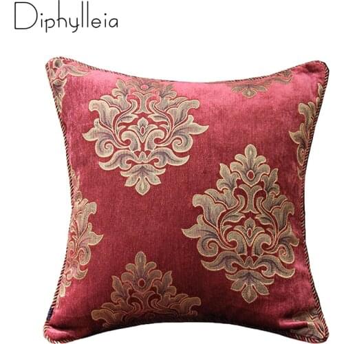 Diphylleia Designers Guild Fabric Cut Velvet Chenille Cushion Cover Vintage Red Wine color Luxury Pillow Case 40x40 45x45 50x50