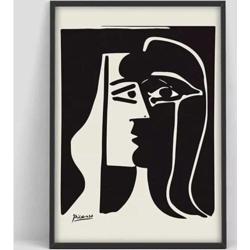 Home Decoration Pablo Picasso Black White Face Canvas Painting Wall Art Poster Modular Picture No Frame For Bedside Background