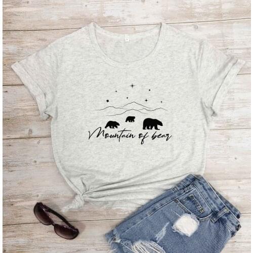 Mountain of bear Camping graphic cute women fashion slogan t shirt hipster vintage party street style tees art gift youngs tops