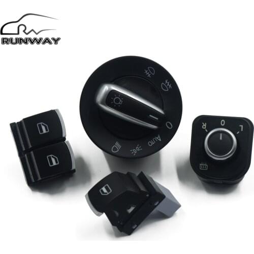 Chrome headlight Fog Lamp Mirror Window Control Switch Knob Button For Volkswagen VW Passat B6 Eos Golf 5 6 R32 GTI mk5 mk6 SET