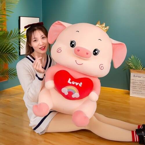 Big Size Toy New Kawaii Pig Stuffed Baby Doll Anime Plush Pink Pig Toys for Children Soft Pillow Cute Birthday Gift for Girls