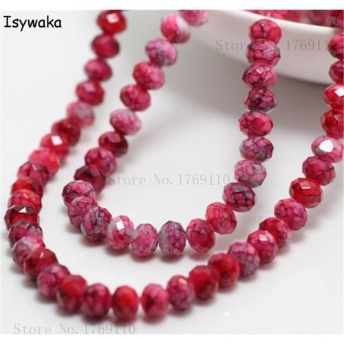 Isywaka Fashion 4x6mm 50pcs Rondelle Austria faceted Crystal Glass Beads Loose Spacer Round Beads for Jewelry Making No.74R6