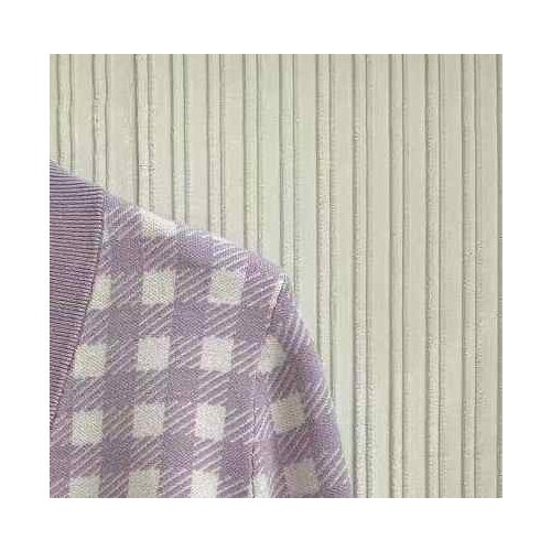 2021 Early Spring New Sweater Taro Purple V-neck Plaid Women Knitted Cardigan SW591