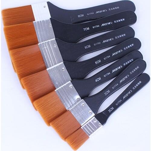 1pc Professional Flat Tips Artist Brush Nylon Hair Artist Oil Painting Watercolor Paint Drawing Art Pen 7 Models Art Supplies