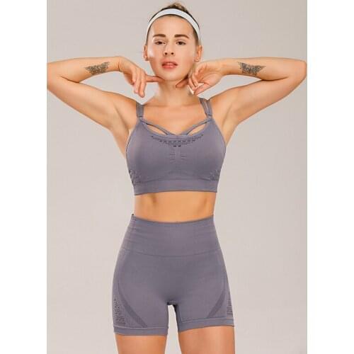 Seamless 2 Pieces Shorts Set Workout Gym Wear Running Clothes Tracksuit Sportswear Fitness Women Yoga Set Ensemble Sport Suit