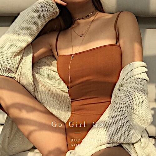 Summer Women Sexy Bodysuit Casual Backless Spaghetti Strap Brownish yellow Bodysuit Body Tops For Women Short Jumpsuit body y2k