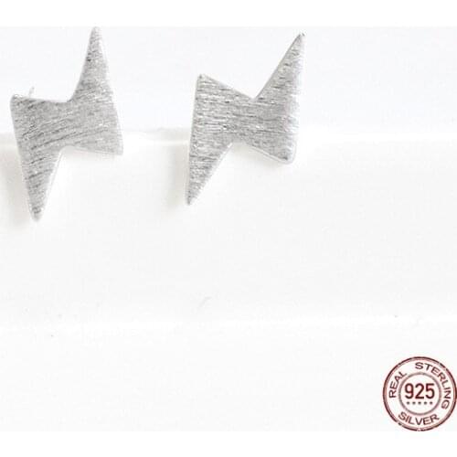 LKO 925 Sterling Silver Simple Fashion Lightning Stud Earrings Women Exquisite Student Girlfriend Jewelry Accessories