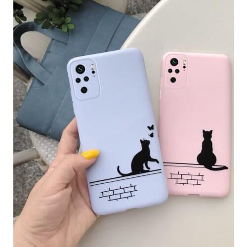 Yellow Cute Candy Color Phone Case For Xiaomi Redmi Note 10 Case Cactus Cat Fundas Coque For Redmi Note10 4G 2021 Fashion Cover