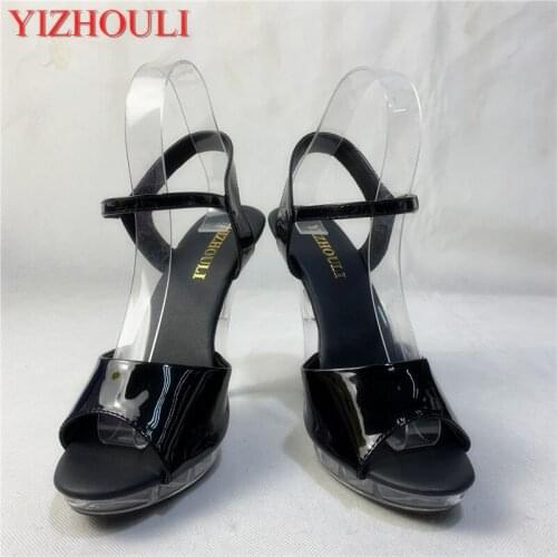 Fashion womens shoes with 13cm high pole dancing sandals, transparent soles for stage show high heels, sandals