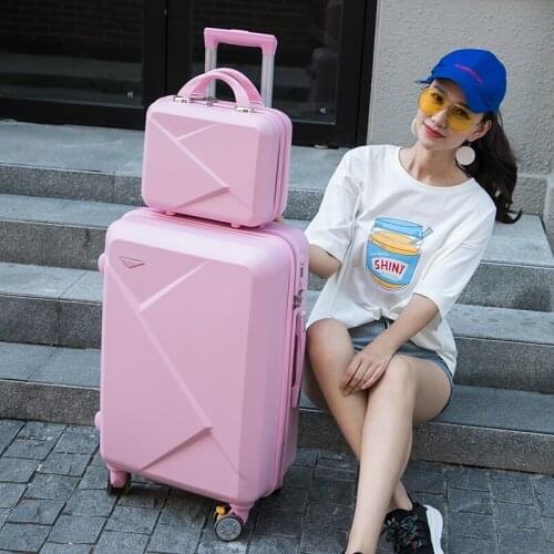 Fashion rolling luggage for women with cosmetic bag spinner carry on set suitcase boarding trolley case 20/22/24/26 inch
