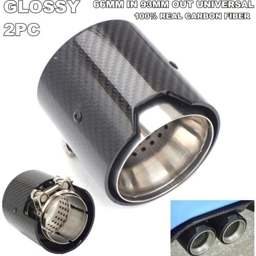 INLET OD 66MM OUTLET OD 93MM Glossy Universal Carbon Fiber Exhaust tips For BMW M Performance exhaust pipe F12 F13 X5M X6M