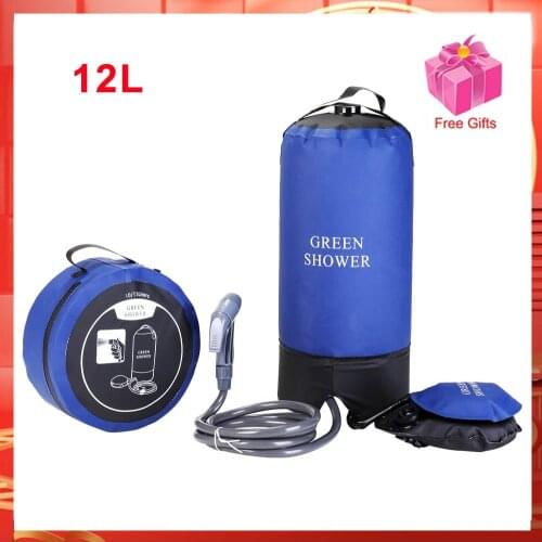 12L PVC Pressure Shower Bag with Foot Pump Outdoor Inflatable Shower Shower Water Bag For Outdoors Beach Camping Hiking Bathing