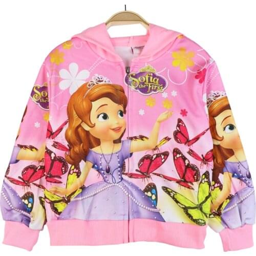 Disney New Spring And Autumn Girls' Jackets Baby Childrens Hooded Kids Coat Clothing Fashion Anime Clothes Sofia 2-8 Years Old