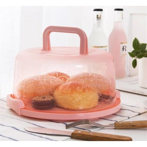 Plastic Round Cake Food Storage Containers Fruit Dessert Cupcake Bread Cover Case Carrier Server Kitchen Storage Box Tray Tool