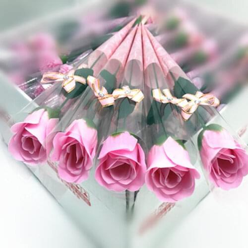 1pc Artifical Rose Flower Wedding Gift for Guests Valentines Day Gift for Girlfriend Boyfriend Bridesmaid Present Party Favors
