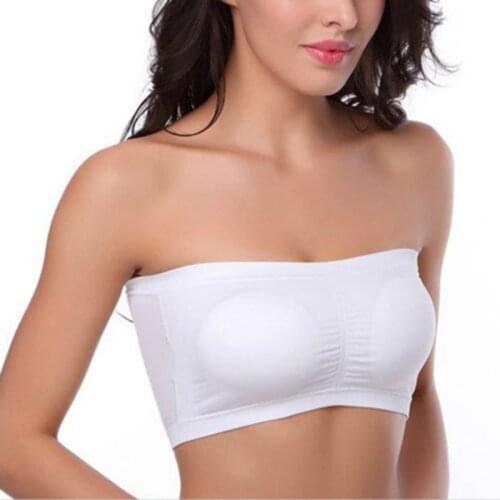 Supportive Bandeau underwear Womens Angel Seamless Underwire Wireless Padded Strapless Bra With Pull-on Closure No Sweat Design