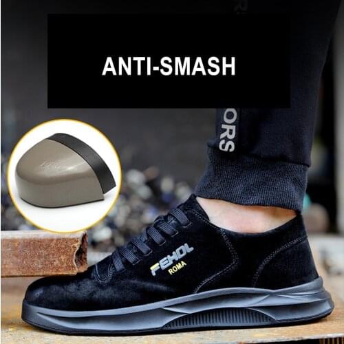 Manlegu Work Boots Indestructible Shoes Men Breathable Steel Toe Indestructible Sneakers Men Safety Shoes Leather Work Boots