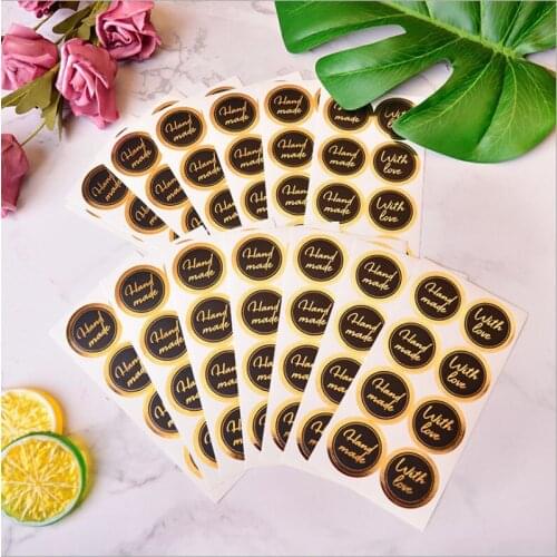 400pcs Black Bronzing Handmade Sticker Self adhesive Round Seal Lables Scrapbooking Envelopes Gift Decoration