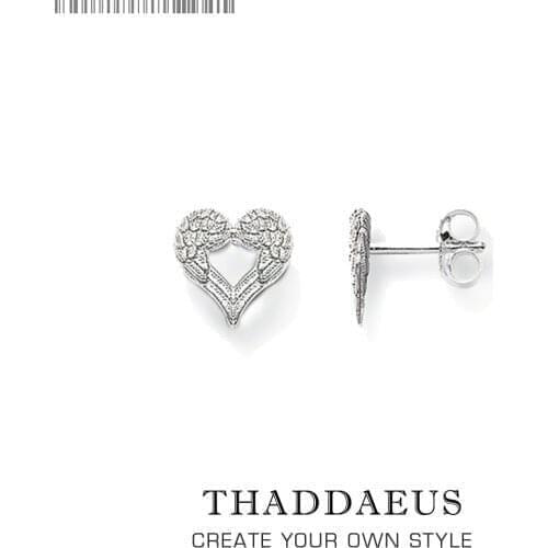 Wings Heart Stud Earrings,Europe Romantic Glam Fashion Good Jewerly For Women,2017 Gift In 925 Sterling Silver,Super Deals